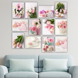 Wallity Set de 12 Cuadros Decorativos MDF Multicolor de 20 x 15 cm